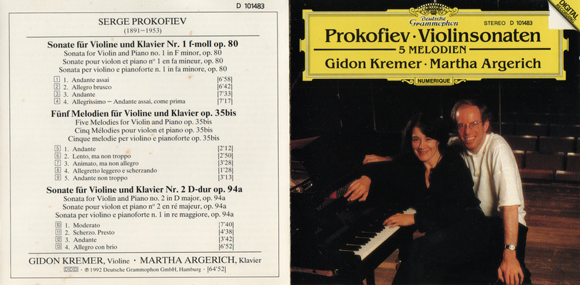 Prokofiev: 5 Melodies for violin and piano, Sonatas for violin and piano Nos. 1 & 2
